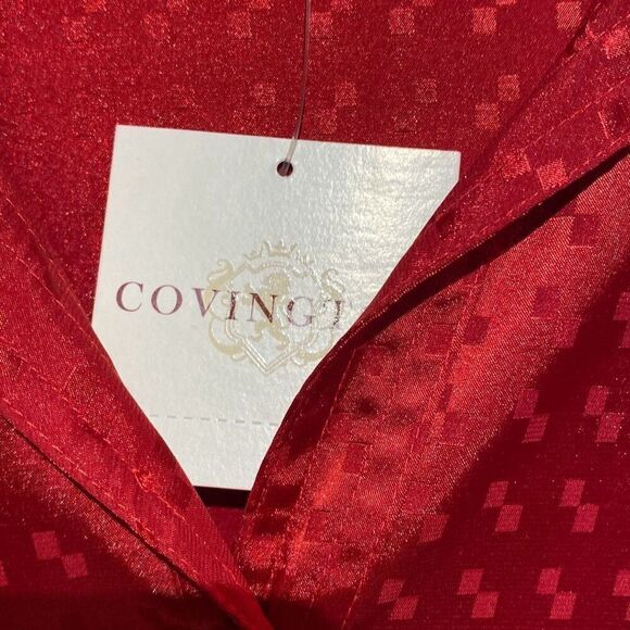 Covington Women's Red Textured Satin Stand Up Collar Woven Blouse Size Large NWT - Picture 5 of 11
